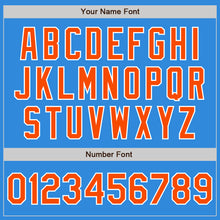 Загрузить изображение в средство просмотра галереи, Custom Powder Blue Orange-White Bomber Varsity Letterman Zipper Jacket