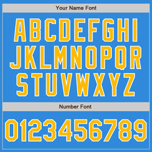 Загрузить изображение в средство просмотра галереи, Custom Powder Blue Gold-White Bomber Varsity Letterman Zipper Jacket