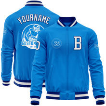 Загрузить изображение в средство просмотра галереи, Custom Powder Blue White-Royal Bomber Varsity Letterman Zipper Jacket