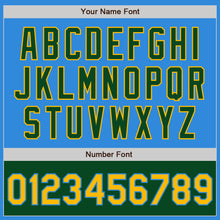 Загрузить изображение в средство просмотра галереи, Custom Powder Blue Gold-Green Bomber Varsity Letterman Two Tone Zipper Jacket