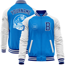 Загрузить изображение в средство просмотра галереи, Custom Powder Blue Royal-White Bomber Varsity Letterman Two Tone Zipper Jacket