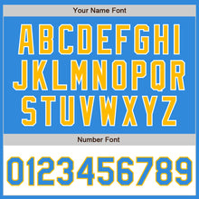 Загрузить изображение в средство просмотра галереи, Custom Powder Blue Gold-White Bomber Varsity Letterman Two Tone Zipper Jacket