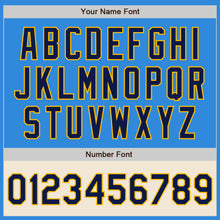 Загрузить изображение в средство просмотра галереи, Custom Powder Blue Navy Gold-Cream Bomber Varsity Letterman Two Tone Zipper Jacket