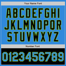 Load image into Gallery viewer, Custom Powder Blue Neon Green-Black Bomber Varsity Letterman Two Tone Zipper Jacket