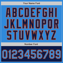 Load image into Gallery viewer, Custom Powder Blue Orange-Navy Bomber Varsity Letterman Two Tone Zipper Jacket