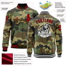 Charger l'image dans la galerie, Custom Camo Red-Black Bomber Varsity Letterman Salute To Service Zipper Jacket