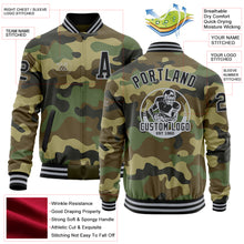 Charger l'image dans la galerie, Custom Camo Black-Gray Bomber Varsity Letterman Salute To Service Zipper Jacket
