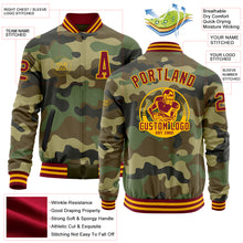 Charger l'image dans la galerie, Custom Camo Crimson-Gold Bomber Varsity Letterman Salute To Service Zipper Jacket