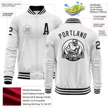 Загрузить изображение в средство просмотра галереи, Custom White Black Bomber Varsity Letterman Zipper Jacket