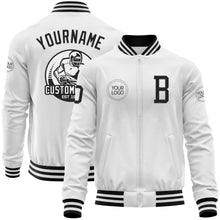Загрузить изображение в средство просмотра галереи, Custom White Black Bomber Varsity Letterman Zipper Jacket