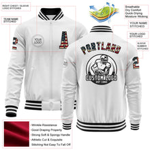Laden Sie das Bild in den Galerie-Viewer, Custom White Vintage USA Flag-Black Bomber Varsity Letterman Zipper Jacket