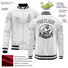 Charger l'image dans la galerie, Custom White Black Bomber Varsity Letterman Zipper Jacket