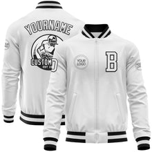 Charger l'image dans la galerie, Custom White Black Bomber Varsity Letterman Zipper Jacket