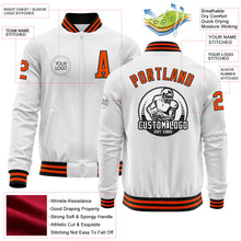 Charger l'image dans la galerie, Custom White Orange-Black Bomber Varsity Letterman Zipper Jacket