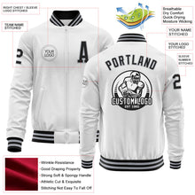 Загрузить изображение в средство просмотра галереи, Custom White Black-Gray Bomber Varsity Letterman Zipper Jacket