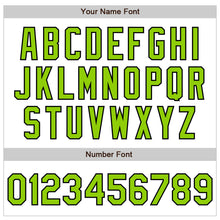 Laden Sie das Bild in den Galerie-Viewer, Custom White Neon Green-Black Bomber Varsity Letterman Zipper Jacket