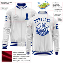 Загрузить изображение в средство просмотра галереи, Custom White Royal Bomber Varsity Letterman Zipper Jacket