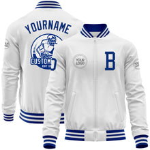 Загрузить изображение в средство просмотра галереи, Custom White Royal Bomber Varsity Letterman Zipper Jacket