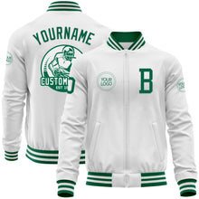 Загрузить изображение в средство просмотра галереи, Custom White Kelly Green Bomber Varsity Letterman Zipper Jacket