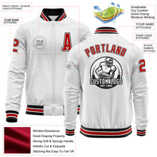 Charger l'image dans la galerie, Custom White Red-Black Bomber Varsity Letterman Zipper Jacket