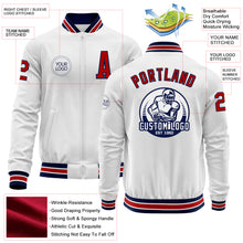 Charger l'image dans la galerie, Custom White Red-Navy Bomber Varsity Letterman Zipper Jacket