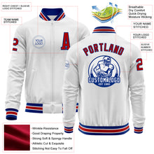 Charger l'image dans la galerie, Custom White Red-Royal Bomber Varsity Letterman Zipper Jacket