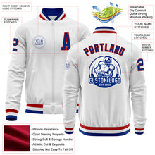 Charger l'image dans la galerie, Custom White Royal-Red Bomber Varsity Letterman Zipper Jacket