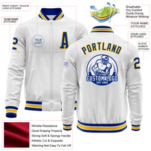 Charger l'image dans la galerie, Custom White Royal-Yellow Bomber Varsity Letterman Zipper Jacket