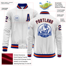 Charger l'image dans la galerie, Custom White Royal-Orange Bomber Varsity Letterman Zipper Jacket