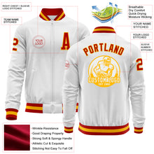 Charger l'image dans la galerie, Custom White Red-Gold Bomber Varsity Letterman Zipper Jacket