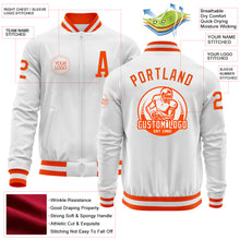 Charger l'image dans la galerie, Custom White Orange Bomber Varsity Letterman Zipper Jacket