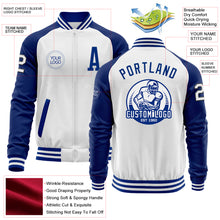 Charger l'image dans la galerie, Custom White Royal Bomber Varsity Letterman Two Tone Zipper Jacket