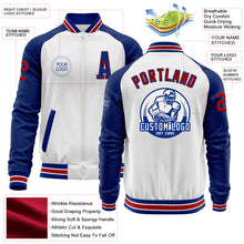 Charger l'image dans la galerie, Custom White Red-Royal Bomber Varsity Letterman Two Tone Zipper Jacket