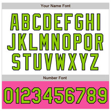 Laden Sie das Bild in den Galerie-Viewer, Custom White Neon Green Black-Pink Bomber Varsity Letterman Two Tone Zipper Jacket