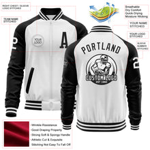 Charger l'image dans la galerie, Custom White Black Bomber Varsity Letterman Two Tone Zipper Jacket