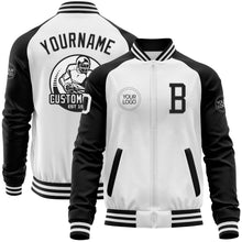 Charger l'image dans la galerie, Custom White Black Bomber Varsity Letterman Two Tone Zipper Jacket