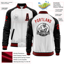 Загрузить изображение в средство просмотра галереи, Custom White Red-Black Bomber Varsity Letterman Two Tone Zipper Jacket