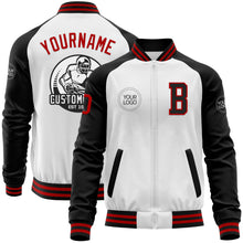 Загрузить изображение в средство просмотра галереи, Custom White Red-Black Bomber Varsity Letterman Two Tone Zipper Jacket