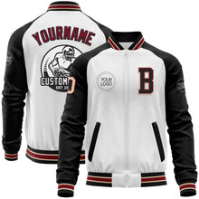 Charger l'image dans la galerie, Custom White Cream Crimson City Cream-Black Bomber Varsity Letterman Two Tone Zipper Jacket