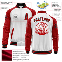 Charger l'image dans la galerie, Custom White Black-Red Bomber Varsity Letterman Two Tone Zipper Jacket