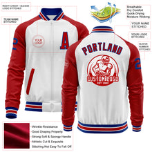 Загрузить изображение в средство просмотра галереи, Custom White Royal-Red Bomber Varsity Letterman Two Tone Zipper Jacket