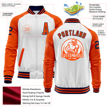 Charger l'image dans la galerie, Custom White Navy-Orange Bomber Varsity Letterman Two Tone Zipper Jacket