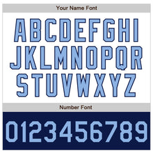 Laden Sie das Bild in den Galerie-Viewer, Custom White Light Blue-Navy Bomber Varsity Letterman Two Tone Zipper Jacket