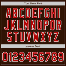 Laden Sie das Bild in den Galerie-Viewer, Custom Brown Red-White Bomber Varsity Letterman Zipper Jacket