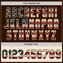 Laden Sie das Bild in den Galerie-Viewer, Custom Brown Vintage USA Flag Cream-Maroon Bomber Varsity Letterman Two Tone Zipper Jacket