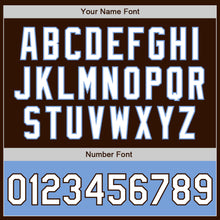 Laden Sie das Bild in den Galerie-Viewer, Custom Brown White-Light Blue Bomber Varsity Letterman Two Tone Zipper Jacket