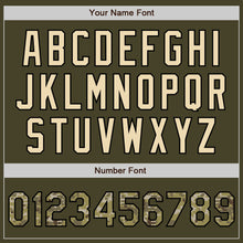 Laden Sie das Bild in den Galerie-Viewer, Custom Olive Camo Black-Cream Bomber Varsity Letterman Salute To Service Zipper Jacket