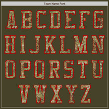 Laden Sie das Bild in den Galerie-Viewer, Custom Olive Camo Red-Black Bomber Varsity Letterman Salute To Service Zipper Jacket