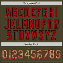 Laden Sie das Bild in den Galerie-Viewer, Custom Olive Camo Red-Black Bomber Varsity Letterman Salute To Service Zipper Jacket