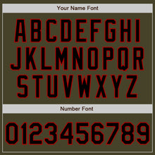 Laden Sie das Bild in den Galerie-Viewer, Custom Olive Black-Red Bomber Varsity Letterman Salute To Service Zipper Jacket